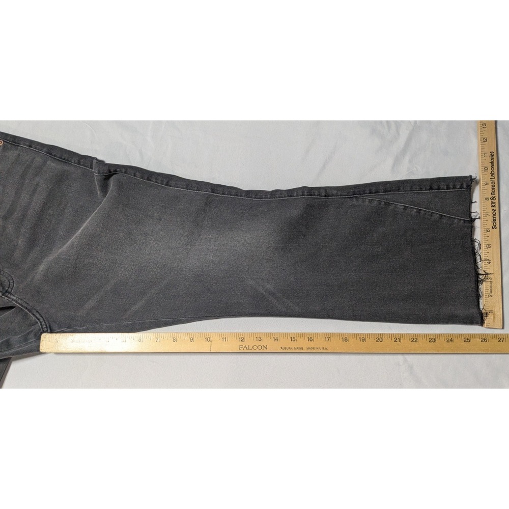 EXPRESS CROPPED FLARE‎ HIGH RISE - Women 14 Raw Hem Black Denim Jeans NEW - Picture 6 of 16